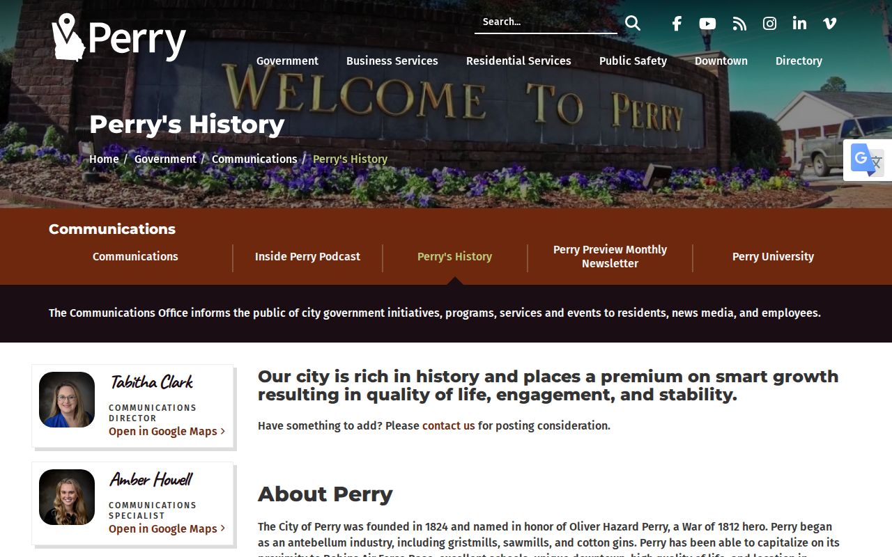 Perry city directory research using the official city history