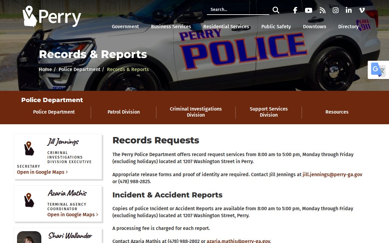 Perry city directory companion search through police records