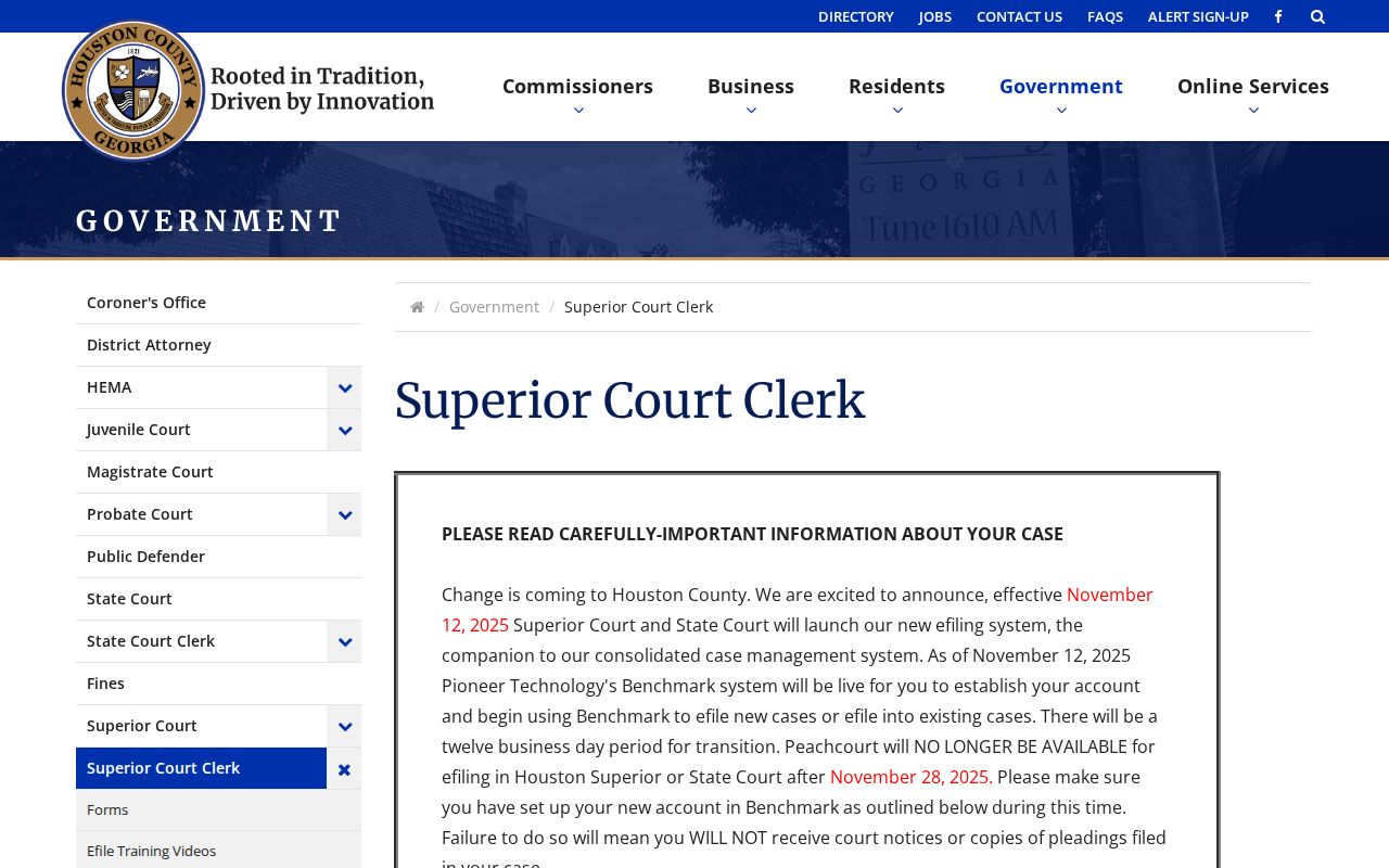 Houston County Superior Court Clerk page for Perry deed records