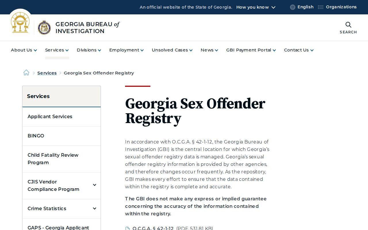 Perry resident lookup through the Georgia offender registry