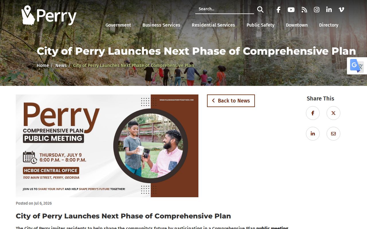 Perry ZIP code directory context from the city comprehensive plan