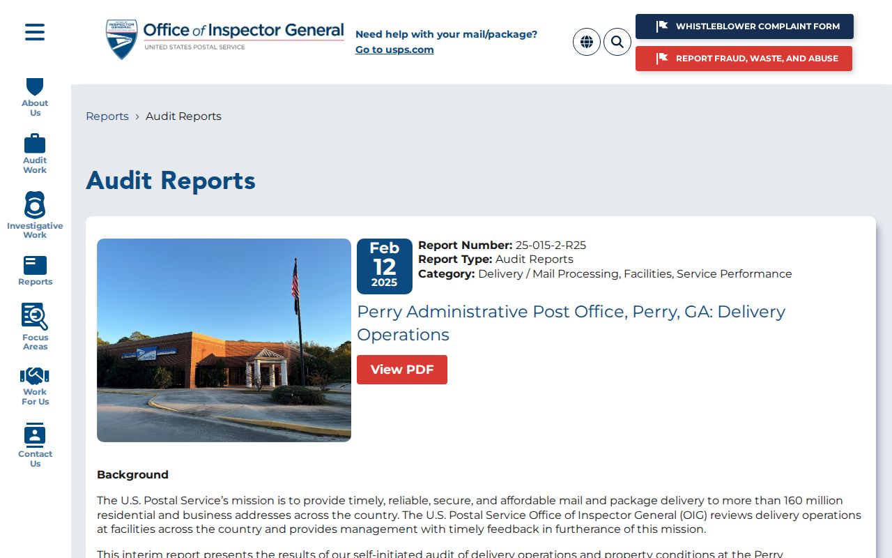 Perry ZIP code directory source for post office delivery operations
